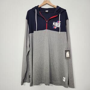 NBA Men's 1/4 Quarter Zip Hoodie Lightweight Navy Gray, 3XL